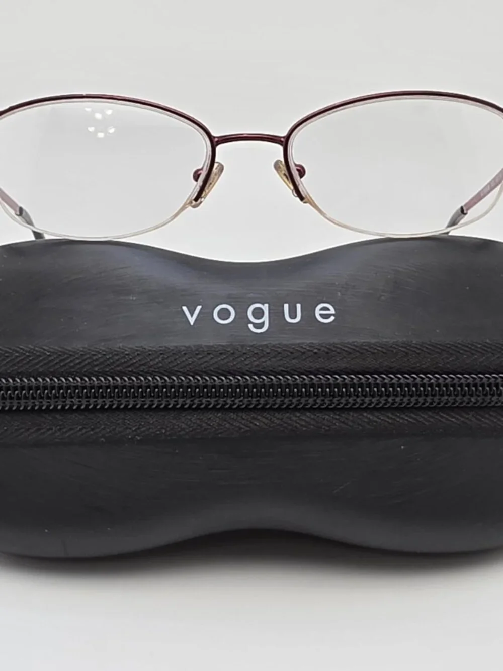 Vogue VO3955-BI Plum Purple Rhinestone Semi Rimless Cat Eye Eyeglasses Frame